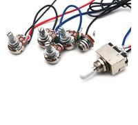 Mazo De Cables De Guitarra Kit De Cableado 1 Juego De Arnés De Cableado Precableado 2v2t, Interruptor De Palanca De 3 Vías, Conector De 500k, Potenciómetros Para Guitarra De Repuesto(White)