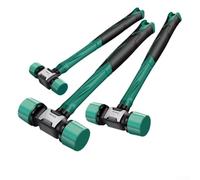 Mazo de goma de doble cara, martillo de instalación de suelos con cabeza de hierro dúctil sólido, agarre TPR que no daña para carpintería, camping, tendido, verde (27 mm)
