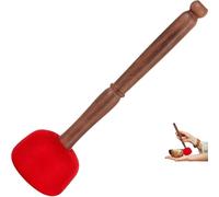 Mazo de gong hecho a mano de tamaño mediano de, Mazo de cuenco tibetano, cabeza de fieltro de lana de 6 cm en rojo, 23 cm de largo, ideal para cuenco de cristal, meditación y prácticas de yoga