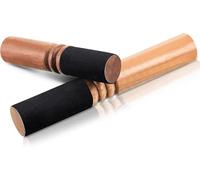 Mazo tibetano de 2 piezas de cuenco tibetano de madera de ante envuelto en cuero, mazo de meditación con sonido, instrumento musical de Buda, para meditación budista, yoga, timbre (negro y marrón)