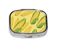 Mazorcas de maíz maduras frescas, Pastillero cuadrado para bolsillo o monedero, pequeño contenedor de pastillas, organizador de pastillas de viaje