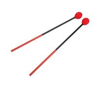 Mazos para marimba, mazos de percusión con eje de fibra de carbono y cabeza de hilo de algodón, punta redonda de dureza media para marimba grave, vibráfono, práctica y uso en banda (cabeza roja)