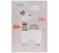 Mazovia Alfombra Beige Infantil Animal - Sala Infantil - Pilas Cortas Rectángulo Certificado Oeko-Tex® Colorido - Cremoso - 80 x 150 cm