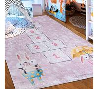 Mazovia Alfombra Infantil Habitación Infantil 120x170cm Rosa Rayuela