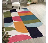 Mazovia Alfombra Moderna Geométrica - Pelo Bajo - Alfombra Suave Colorida para Sala de estar, Dormitorio, Comedor - Certificado ÖKO-TEX - Alfombra Colorida Patrón Geométrico 120 x 170 cm - Crema de