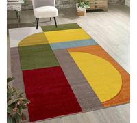 Mazovia Alfombra Moderna Geométrica - Pelo Corto - Colorida Alfombra Suave para Salón, Dormitorio, Comedor - Certificado Oeko-Tex - Colorida Alfombra con Patrón Geométrico 180 x 250 cm - Amarillo