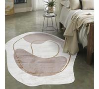 Mazovia Alfombra Moderna Irregular de Diseño Abstracto de Salón Grande de Pelo Corto - Alfombras de Habitación de Matrimonio, Dormitorio y Comedor - Beige - 80 x 150 cm