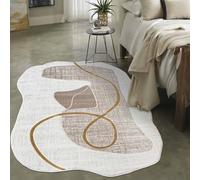 Mazovia Alfombra Moderna Irregular de Diseño Abstracto de Salón Grande de Pelo Corto - Alfombras de Habitación de Matrimonio, Dormitorio y Comedor - Beige - 120 x 170 cm