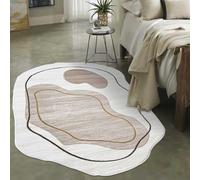 Mazovia Alfombra Moderna Irregular de Diseño Abstracto de Salón Grande de Pelo Corto - Alfombras de Habitación de Matrimonio, Dormitorio y Comedor - Beige - 140 x 200 cm