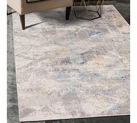 Mazovia Alfombra Moderno - Diseño Moderno de Salón Grande - Pelo Corto - Alfombras de Habitación de Matrimonio, Dormitorio y Comedor - Motivo Abstracto Vintage - Gris Azul 140x200 cm