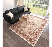 Mazovia Alfombra Oriental de Salón Grande - Pelo Corto - Para Habitación de Matrimonio, Dormitorio y Comedor - Rojo Crema - 80x200 cm