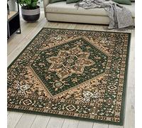 Mazovia Alfombra Oriental - Diseño Oriental de Salón Grande de Pelo Corto - Alfombras de Habitación de Matrimonio, Dormitorio y Comedor - Verde 120x170 cm