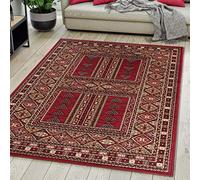Mazovia Alfombra Oriental - Diseño Oriental de Salón Grande de Pelo Corto - Alfombras de Habitación de Matrimonio, Dormitorio y Comedor - Cimarrón Rojo Oscuro 140x200 cm
