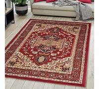 Mazovia Alfombra Oriental - Diseño Oriental de Salón Grande de Pelo Corto - Alfombras de Habitación de Matrimonio, Dormitorio y Comedor - Cimarrón Rojo Oscuro 70x140 cm