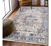 Mazovia Alfombra Oriental - Diseño Oriental de Salón Grande de Pelo Corto - Alfombras de Habitación de Matrimonio, Dormitorio y Comedor - Beige Azul 80x150 cm