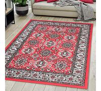 Mazovia Alfombra Oriental - Diseño Oriental de Salón Grande de Pelo Corto - Alfombras de Habitación de Matrimonio, Dormitorio y Comedor - Rojo 120x170 cm