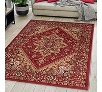 Mazovia Alfombra Oriental - Diseño Oriental de Salón Grande de Pelo Corto - Alfombras de Habitación de Matrimonio, Dormitorio y Comedor - Cimarrón Rojo Oscuro 80x150 cm