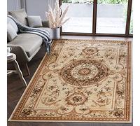Mazovia Alfombra Oriental - Diseño Oriental de Salón Grande - Pelo Corto - Alfombras de Habitación de Matrimonio y Dormitorio - Motivo Oriental Adornos Tradicionales - Beige - 160x220 cm