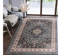 Mazovia Alfombra Oriental - Diseño Oriental de Salón Grande - Pelo Corto - Alfombras de Habitación de Matrimonio, Dormitorio y Comedor - Motivo Oriental - Azul Negro - 140 x 200 cm