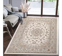 Mazovia Alfombra Oriental - Diseño Oriental de Salón Grande - Pelo Corto - Alfombras de Habitación de Matrimonio y Dormitorio - Motivo Oriental Adornos Tradicionales - Crema Marfil - 180x260 cm