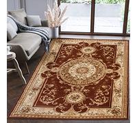 Mazovia Alfombra Oriental - Diseño Oriental de Salón Grande - Pelo Corto - Alfombras de Habitación de Matrimonio, Dormitorio y Comedor - Motivo Oriental - Marrón - 140x190 cm