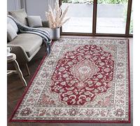 Mazovia Alfombra Oriental - Diseño Oriental de Salón Grande - Pelo Corto - Alfombras de Habitación de Matrimonio, Dormitorio y Comedor - Motivo Oriental - Rojo Beige - 60x100 cm