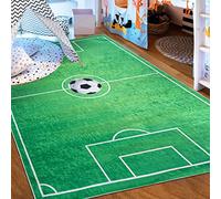 Mazovia Alfombra Salon - Lavable Alfombra Impresa - Alfombra Salon Pelo Corto - Alfombras de Habitacion - Antideslizante Alfombra Emma - Alfombra Bebe Fútbol - Verde 80x150cm