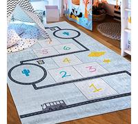 Mazovia Alfombra Salon - Lavable Alfombra Impresa - Alfombra Salon Pelo Corto - Alfombras de Habitacion - Antideslizante Alfombra Emma - Alfombra Bebe Ciudad y Calle - Azul 160x230cm