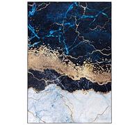 Mazovia Alfombra Salon Moderna - Lavable Alfombra Impresa - Alfombra Salon Pelo Corto - Alfombras Antideslizante - Alfombra Dormitorio Toscana Mármol Abstracto - Azul Gris Oro 160x230cm