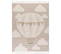 Mazovia Grande Alfombra Infantil Cuarto de Niños 160x230cm Crema Globo | Alfombra para Habitación Infantil Niñas/Niños Beige Fácil de Limpiar Antialérgico Suelo Radiante Apto para Mascotas Sintético