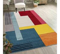 Mazovia Grande Alfombra Salón 160x230cm Turquesa Geométrico Suave Sintético | Alfombra para Dormitorio Oficina Comedor Suelo Radiante Fácil de Limpiar Resistente a Detergentes Pelo Corto Moderno Vistoso