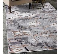 Mazovia Tappeto Salotto Moderno Pelo Corto - Tappeti Moderni Soggiorno - Tappeti Camera da Letto - Tappeti Salotto Grandi Dimesnioni - Motivo Astratto Marbre - Gris Beige 200x200 cm