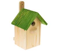 MAZUR International Nido natural para herrerillos azules y pequeños tipos de herrerillos de madera, resistente a la intemperie, para pájaros, nido con orificio de entrada de 32 mm