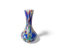 MAZZEGA ART & DESIGN - 1 Jarrón de cristal Arlequín soplado y elaborado a mano con Murrine de Murano, línea "I Colori di Murano" Made in Italy h. 19 cm. (VASO G, 1)