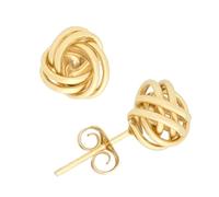 MAZZERI Pendientes de oro de 14 quilates con nudo de amor para mujer, aretes clásicos de oro de 14 quilates para mujer, hechos a mano en oro macizo de Estados Unidos, cierre de mariposa