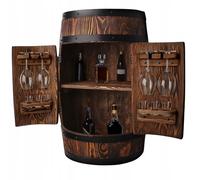 MB Manufaktura Barel Barril rústico de madera maciza - Bar de casa de diseño vintage con estantes - Whisky & Vino Bar - Minibar oculto hecho a mano