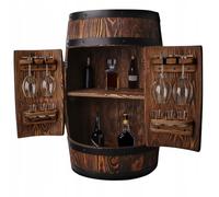 MB Manufaktura Barel Barril rústico de madera maciza - Bar de casa de diseño vintage con estantes - Whisky & Vino Bar - Minibar oculto hecho a mano