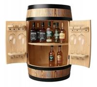 MB Manufaktura Barel Barril rústico de madera maciza - Bar de casa de diseño vintage con estantes - Whisky & Vino Bar - Minibar oculto hecho a mano