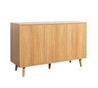 MB Muebles Bonitos, Aparador con Puertas acanaladas Renzo para Salón Comedor Moderno, Diseño con Ondas, Patas de Madera, Melamina y PVC, Color Roble Alba, 120x76x40 cm