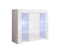 MB Muebles Bonitos, Aparador Lilian para Salón o Comedor con Luz LED, Mueble Moderno de Melamina Brillo, Color Blanco, 94x83x35 cm