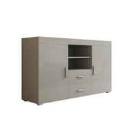 MB Muebles Bonitos, Aparador Roque para Salón Comedor Moderno, Mueble TV de Melamina, Color Gris Brillo, 140x80x40 cm