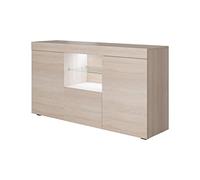 MB Muebles Bonitos | Aparador Sefora para Salón Comedor Moderno de 3 Puertas | Luces Led | Mueble Auxiliar | Melamina Mate Color Sonoma | 135x72x34 cm