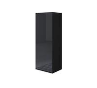 MB Muebles Bonitos, Armario Colgante Luke V1 para Salón o Comedor Moderno, Mueble Modular de Melamina Brillo, Color Negro, 40x126x29 cm