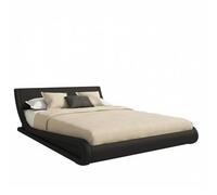MB Muebles Bonitos | Cama de Matrimonio Alessia para Colchón de 150x190 cm | Somier de Láminas | Estructura de Madera tapizada en Polipiel | Color Negro