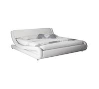 MB Muebles Bonitos | Cama de Matrimonio Alessia para Colchón de 160x200 cm | Somier de Láminas | Estructura de Madera tapizada en Polipiel | Color Blanco