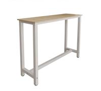 MB Muebles Bonitos, Mesa Alta Bar Ani, Barra Cocina de Estilo Minimalista con Patas de Metal, Melamina Mate, Blanco y Sonoma, 140x100x40 cm