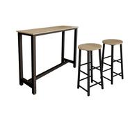 MB Muebles Bonitos | Mesa Alta de Cocina con 2 Taburetes | Estilo Industrial | Modelo Ani | Barra de Cocina Estrecha y Desayunador | Patas de Metal y Melamina Mate | Color Negro | Kit 140x100x40 cm