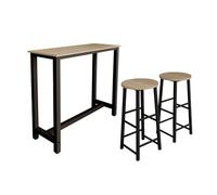 MB Muebles Bonitos | Mesa Alta de Cocina con 2 Taburetes | Estilo Industrial | Modelo Ani | Barra de Cocina Estrecha y Desayunador | Patas de Metal y Melamina Mate | Color Negro | Kit 120x100x40 cm