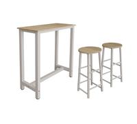 MB Muebles Bonitos | Mesa Alta de Cocina con 2 Taburetes | Estilo Industrial | Modelo Ani | Barra de Cocina Estrecha y Desayunador | Patas de Metal y Melamina Mate | Color Blanco | Kit 100x100x40 cm