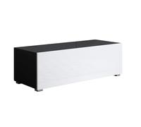 MB Muebles Bonitos, Mueble TV con Patas 2 cm Luke H1 para Salón Moderno, Diseño Modular con Puerta Abatible, Melamina Brillo, Negro y Blanco, 100x32x40 cm